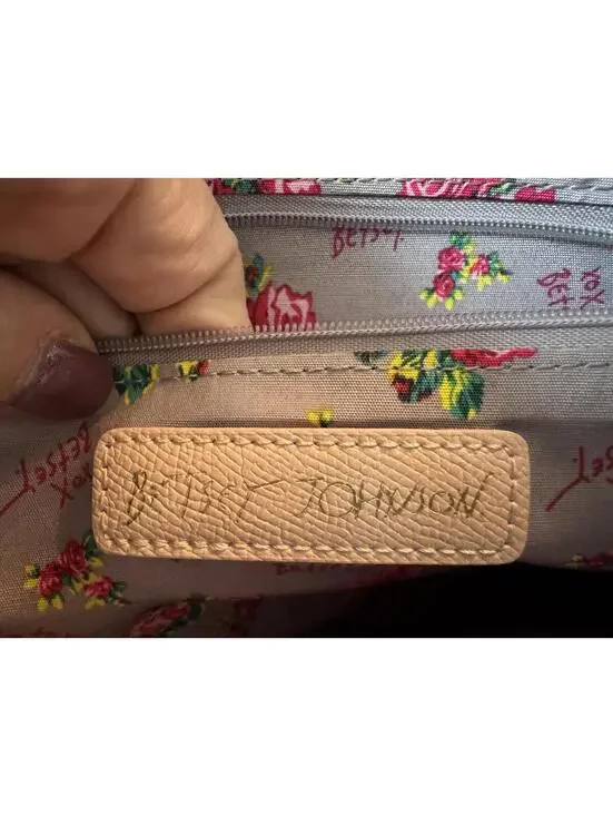 Betsey Johnson Pink Tote Bag with Floral Accent Scarf - Picture 4 of 6